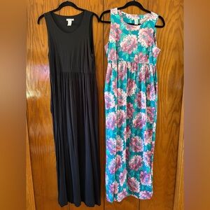 Honey and Lace Black Maxi & Teal Floral Maxi Dress Set